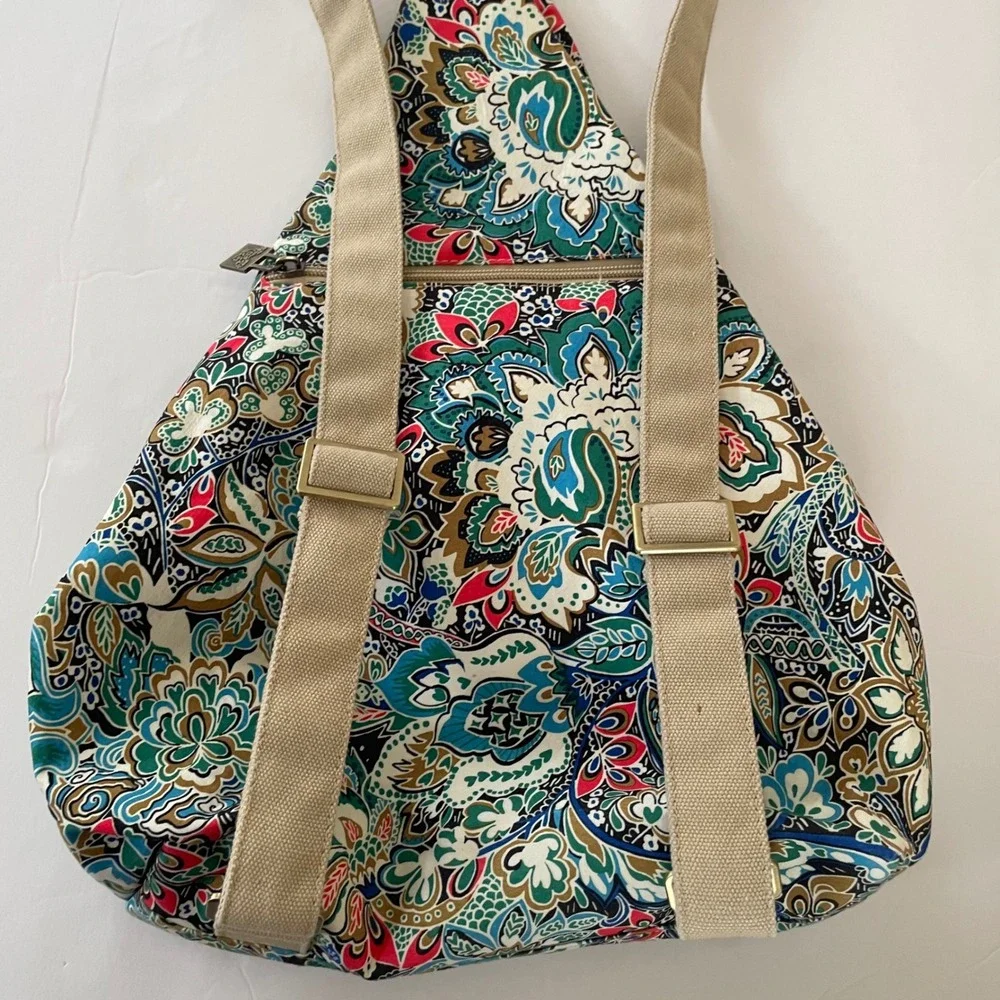 Black Butterfly‎ Paisley Canvas Teardrop Backpack Sling Bag Adjustable Straps